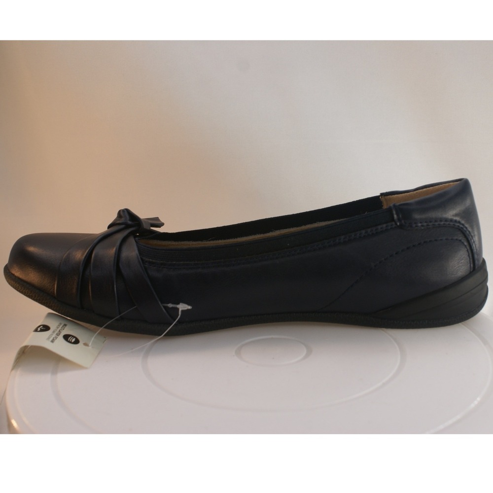 Kim Rogers Geeves Navy Blue Ballet Flats‎ Ultra Comfort Bow Shoes 9.5M NEW - Picture 11 of 12
